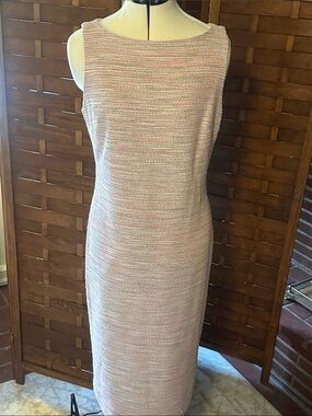 Preston & York Sleeveless Pink Tweed Midi Sheath Dress
